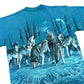 Vintage 1990s Blue Wolves All Over Print Graphic T-Shirt - Size Medium