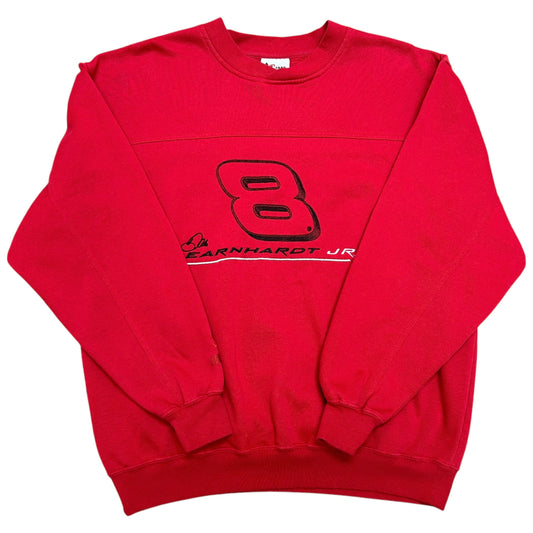 Mid-2000s Chase Authentics Dale Earnhardt Jr Red Embroidered Crewneck Sweatshirt - Size Large (Boxy Fit)