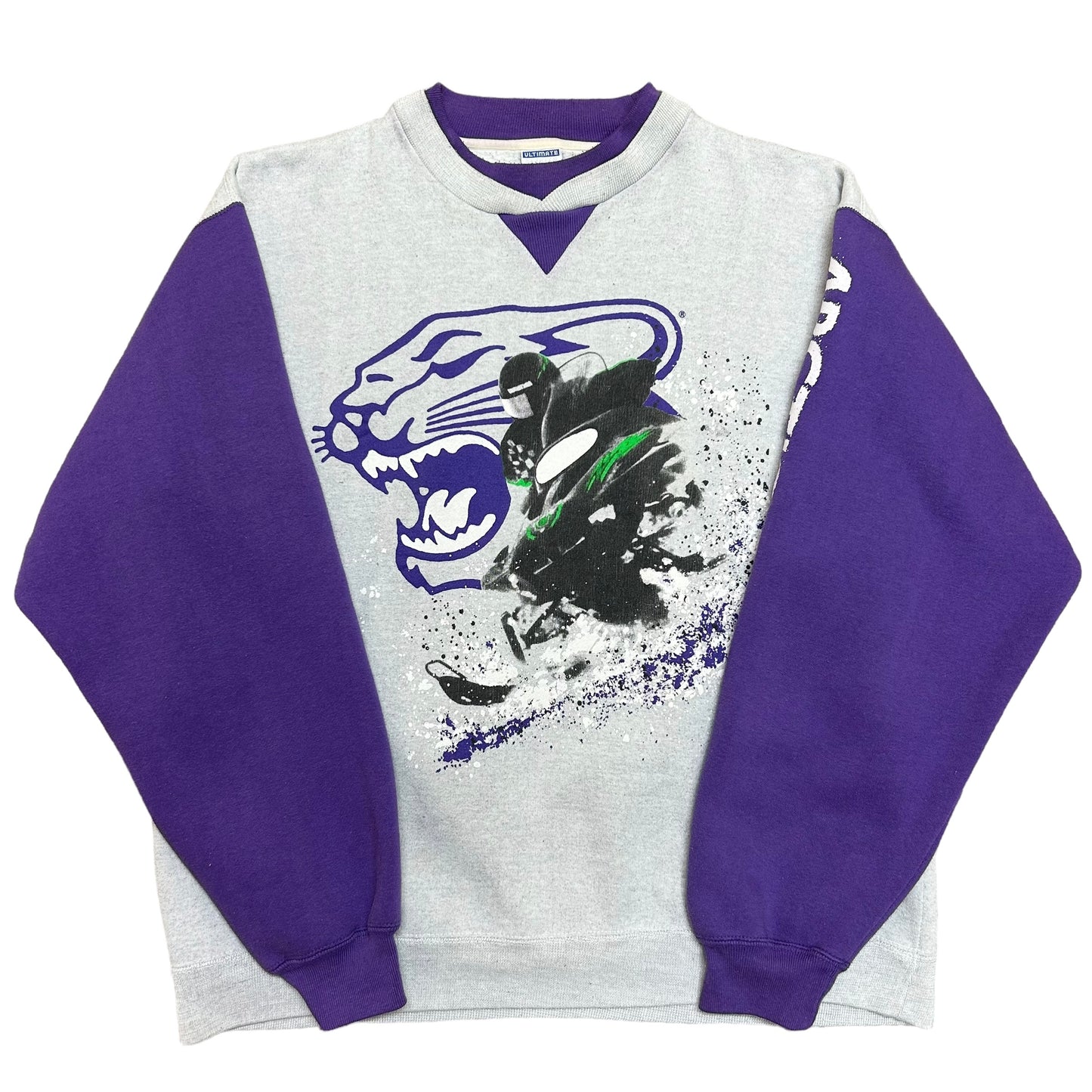 Vintage 1990s Arctic Cat Grey/Purple Crewneck Sweatshirt - Size XL (Fits L/XL)