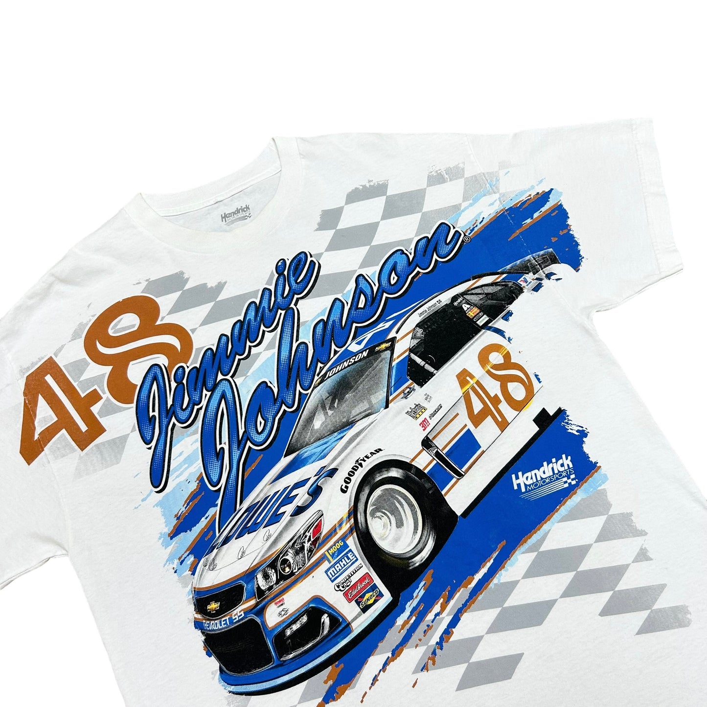 Modern NASCAR Jimmie Johnson White All Over Print Graphic T-Shirt - Size XL