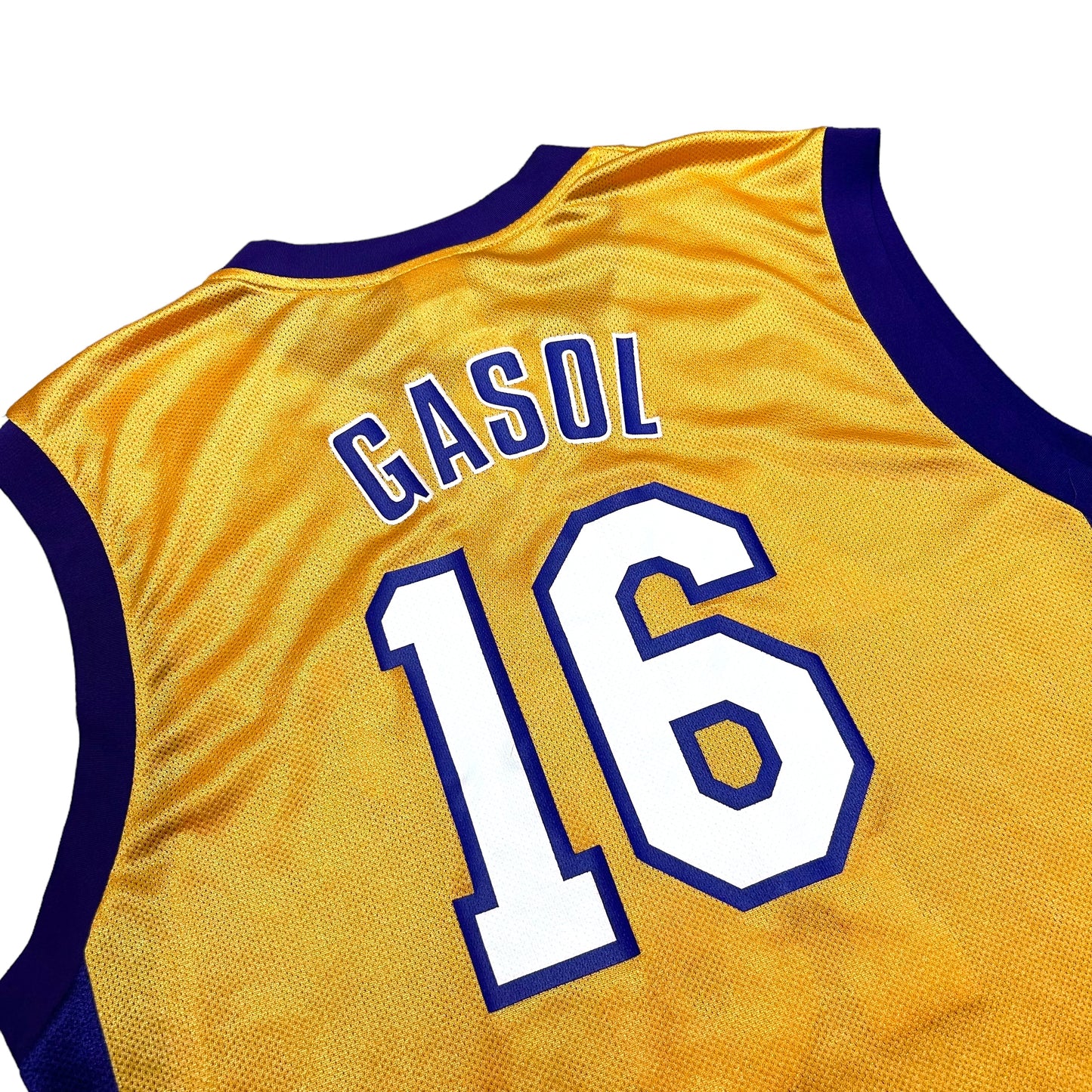 Late 2000s Los Angeles Lakers Pau Gasol Gold Home Jersey - Size Large