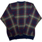 Vintage 1990s Van Heusen Navy Blue Plaid Knit Sweater - Size Large (Fits L/XL)