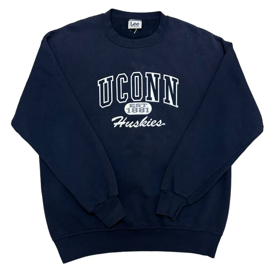 Vintage Y2K Lee Sport UConn Huskies Navy Blue Crewneck Sweatshirt - Size Large