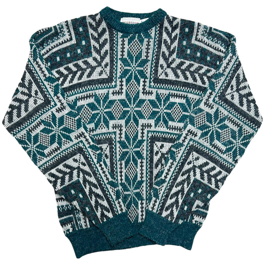 Vintage 1990s “McGregor” Heather Grey/Teal Knit Sweater - Size Medium (Fits M/L)