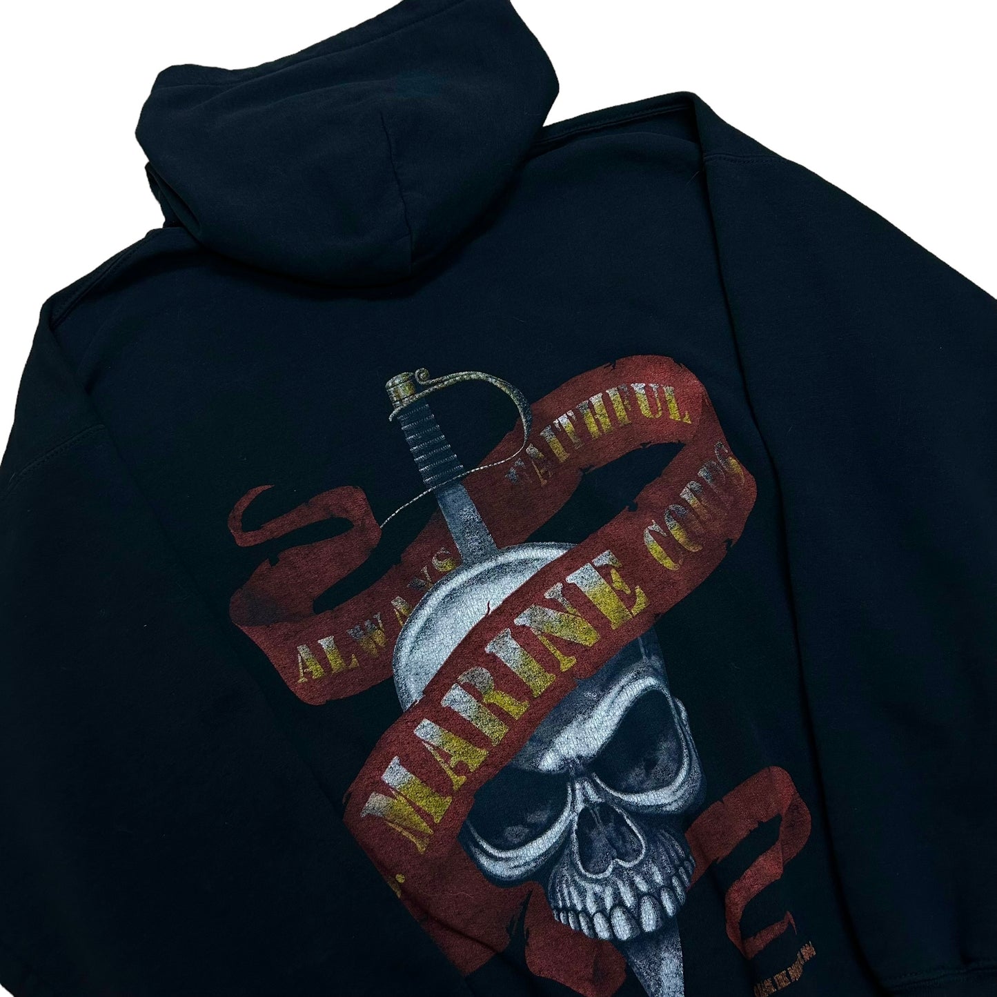 Mid-2000s United States Marine Corps “Always Faithful” Black Hooded Sweatshirt - Size Large