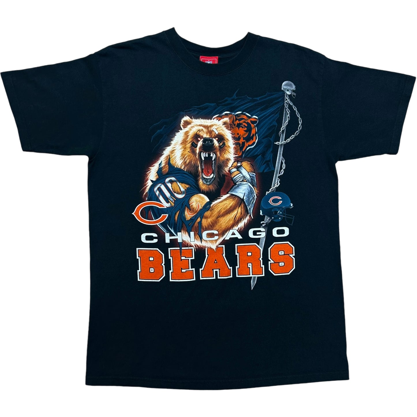 Late 2000s NFL Chicago Bears Black Graphic T-Shirt - Size Large