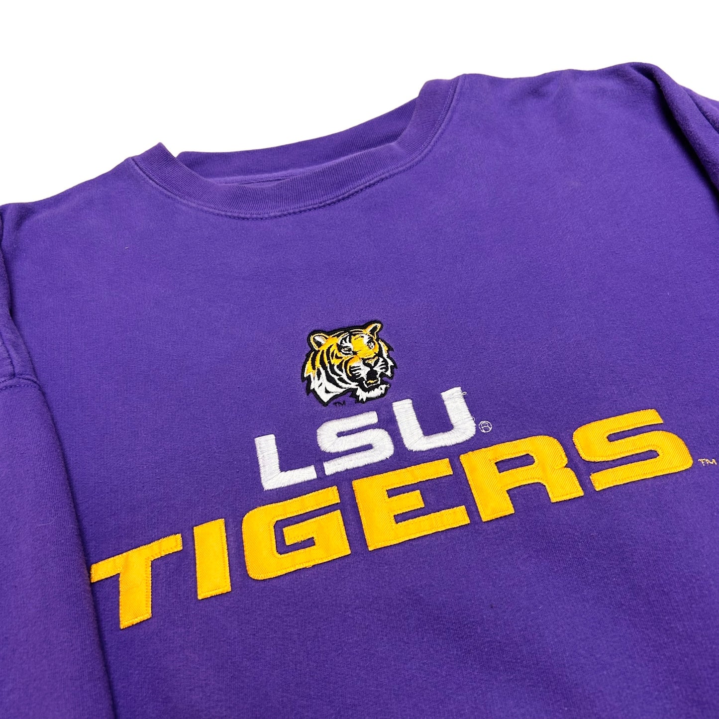 Late 2000s LSU Tigers Purple Embroidered Crewneck Sweatshirt - Size XXL