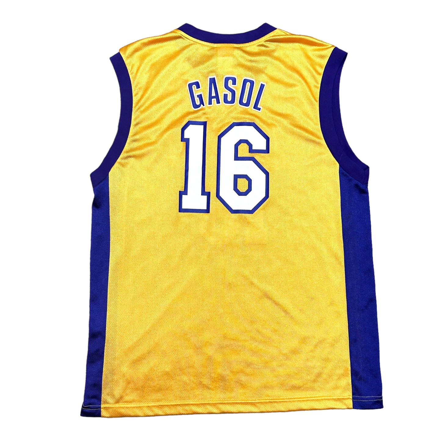 Late 2000s Los Angeles Lakers Pau Gasol Gold Home Jersey - Size Large