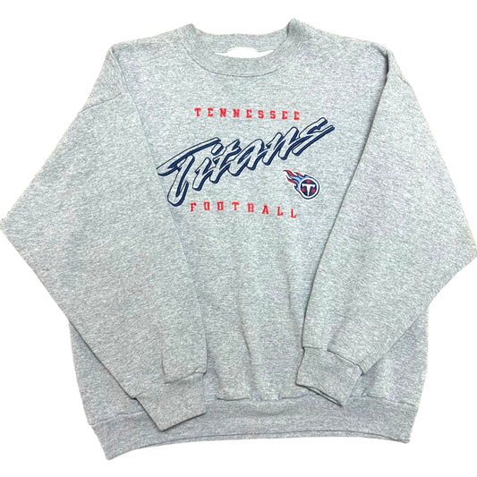 Vintage 1990s Logo Athletic Tennessee Titans Grey Embroidered Crewneck Sweatshirt- Size