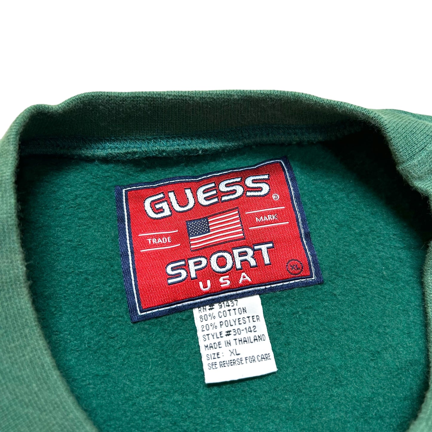 Vintage 1990s Guess Athletic Green Embroidered Oversized Crewneck Sweatshirt - Size XL