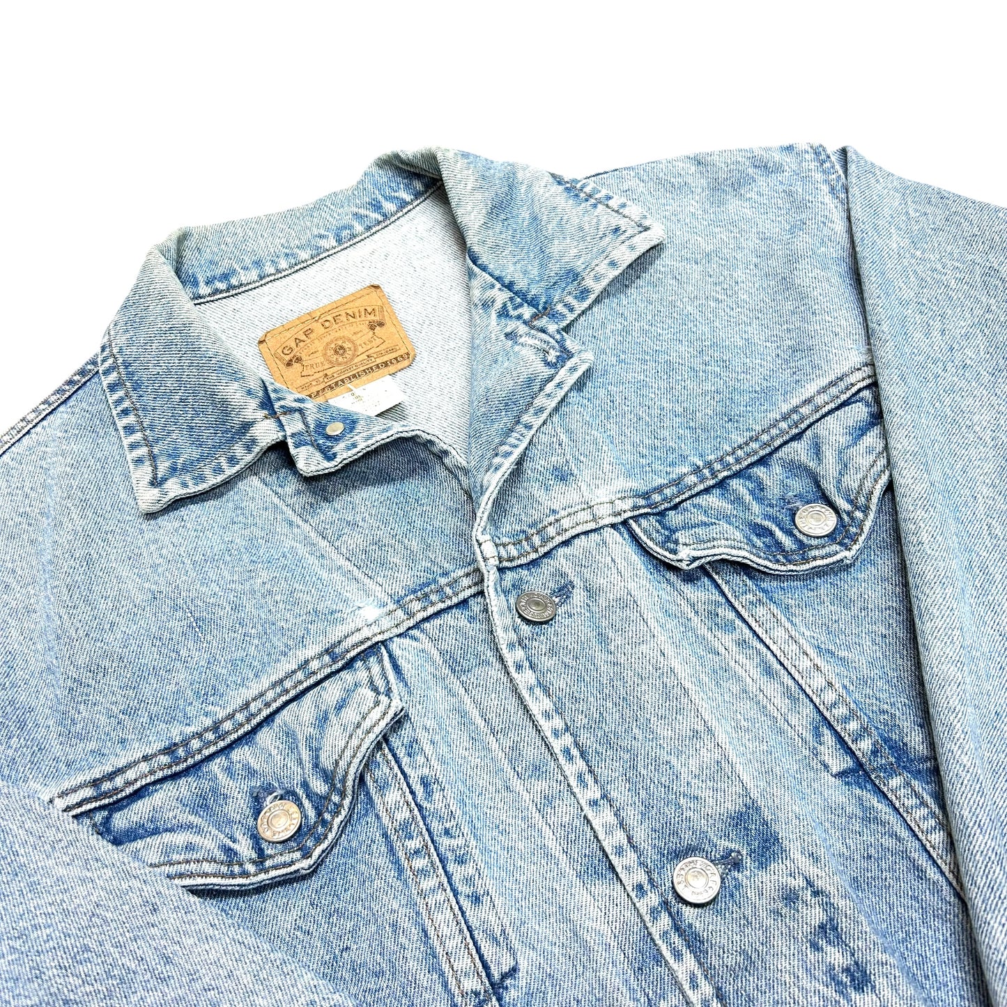 Vintage 1990s GAP Light Wash Button-Front Denim Jacket - Size Small