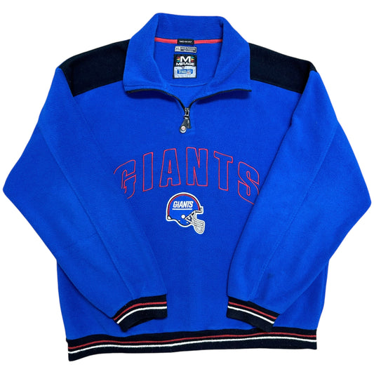 Vintage 1990s Mirage New York Giants Blue Embroidered 1/4 Zip Fleece - Size XL