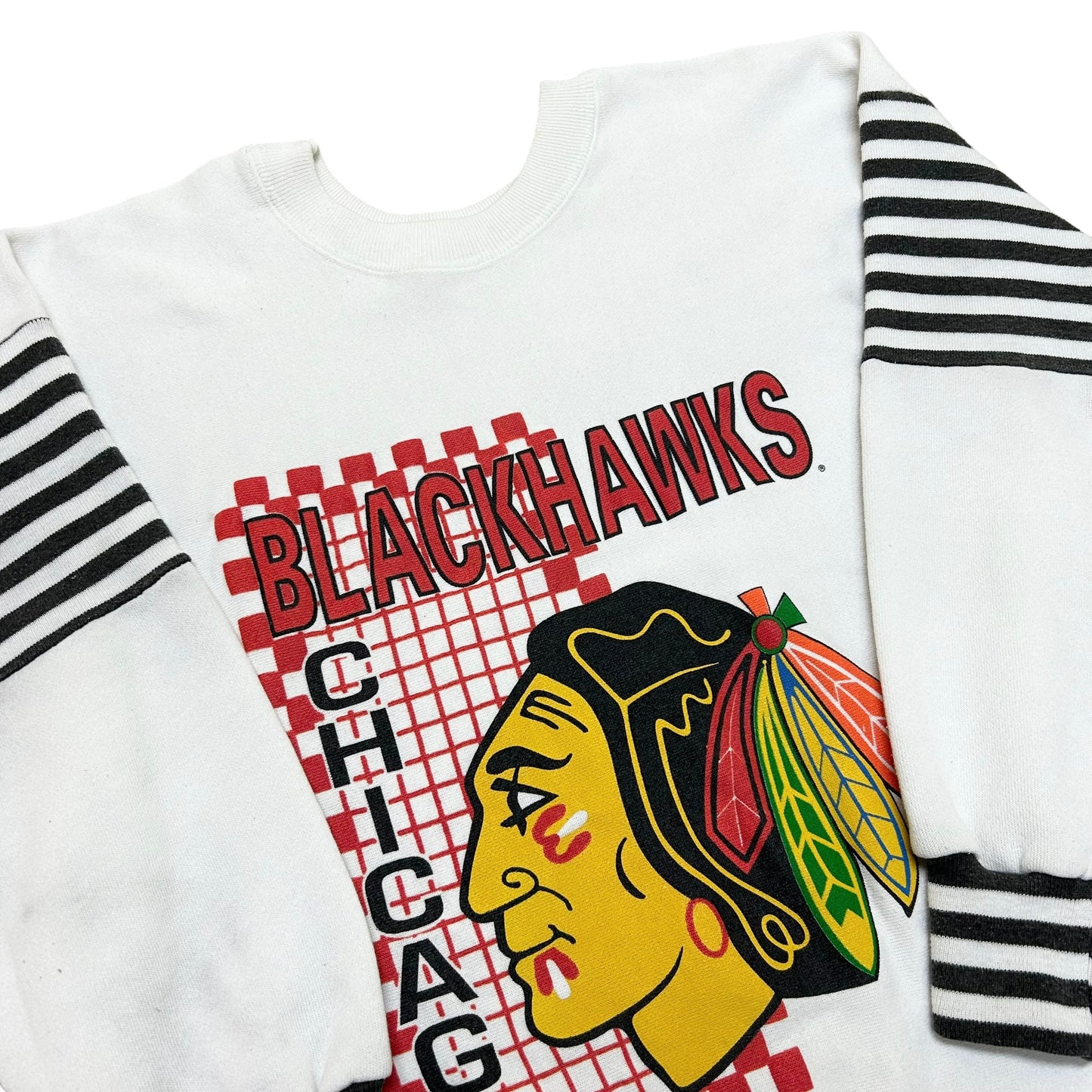 Vintage 1990s Chicago Blackhawks White Crewneck Sweatshirt - Size Large (Fits L/XL)