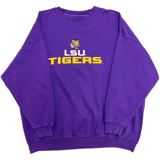 Late 2000s LSU Tigers Purple Embroidered Crewneck Sweatshirt - Size XXL