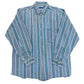 Vintage Y2K “Santana Blue” Blue Striped Long Sleeve Button Up Shirt - Size Medium (Fits Large)