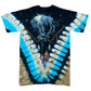 Vintage Y2K Liquid Blue Buffalo/Cow Skull Tie Dye Graphic T-Shirt - Size Small