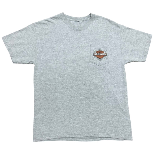 Mid-2000s O’fallon, IL Harley Davidson Grey Pocket T-Shirt