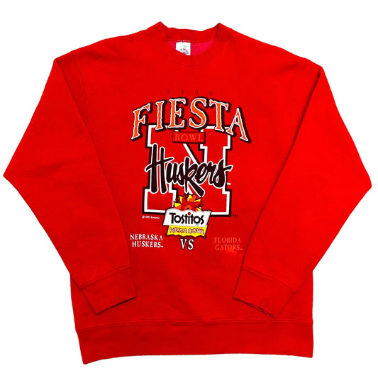 Vintage 1990s Nebraska Huskers Fiesta Bowl 1996 Red Crewneck Sweatshirt - Size Large