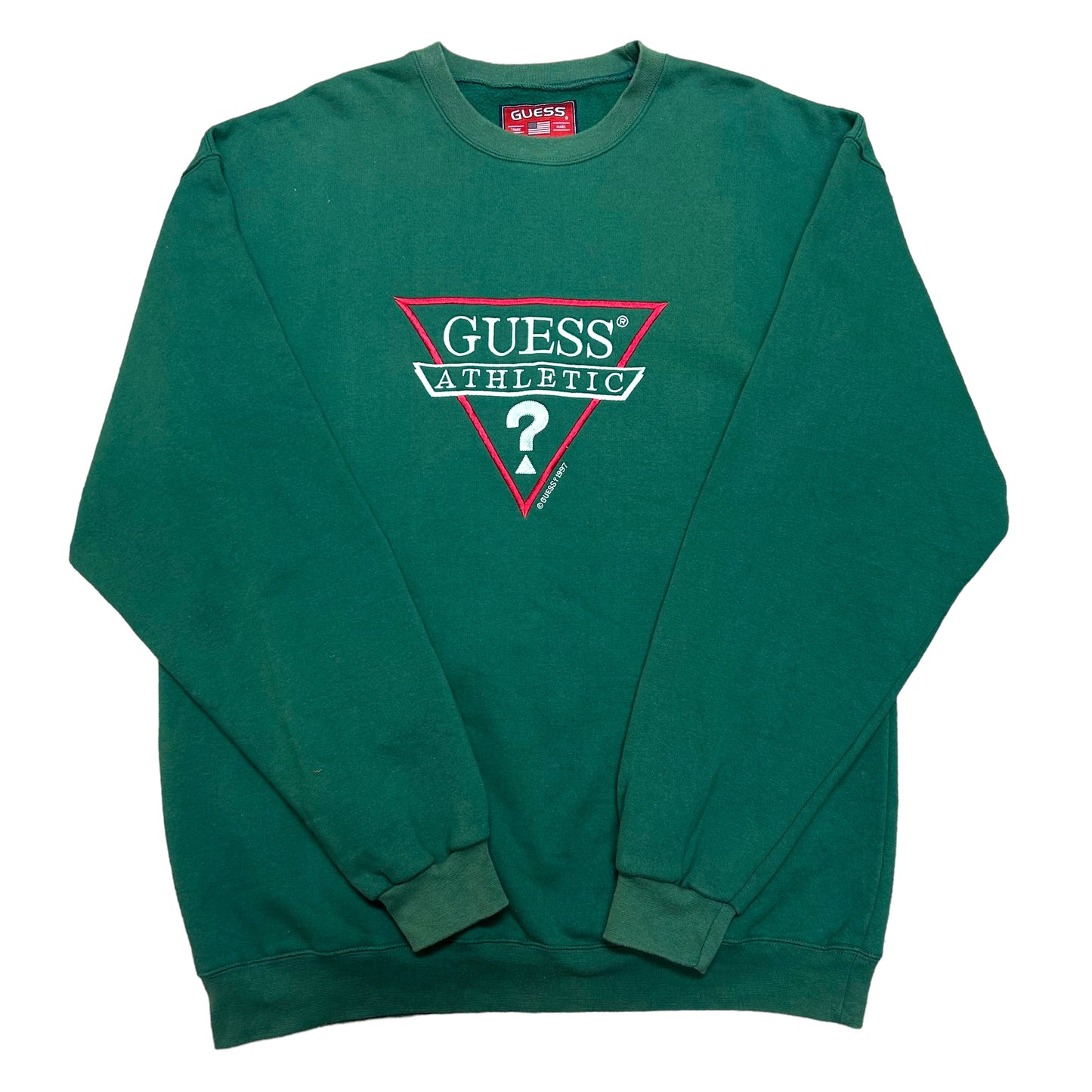 Vintage 1990s Guess Athletic Green Embroidered Oversized Crewneck Sweatshirt - Size XL