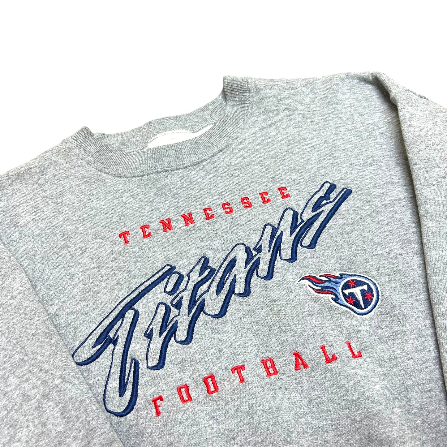 Vintage 1990s Logo Athletic Tennessee Titans Grey Embroidered Crewneck Sweatshirt- Size