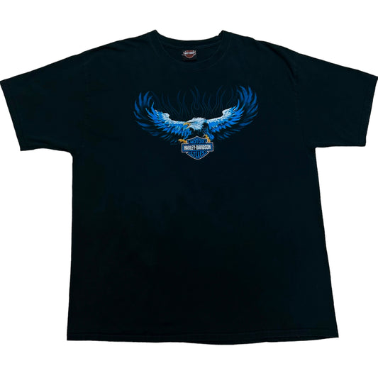 2013 Harley Davidson “Vehicle & Powertrain Operations” Flaming Eagle Black Graphic T-Shirt - Size XXL (Fits Boxy XL