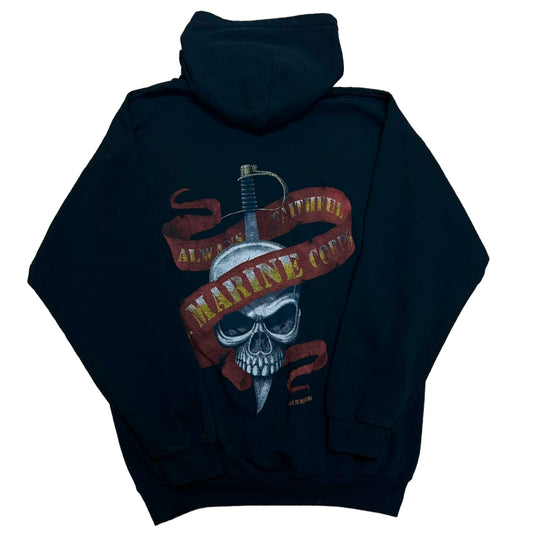 Mid-2000s United States Marine Corps “Always Faithful” Black Hooded Sweatshirt - Size Large