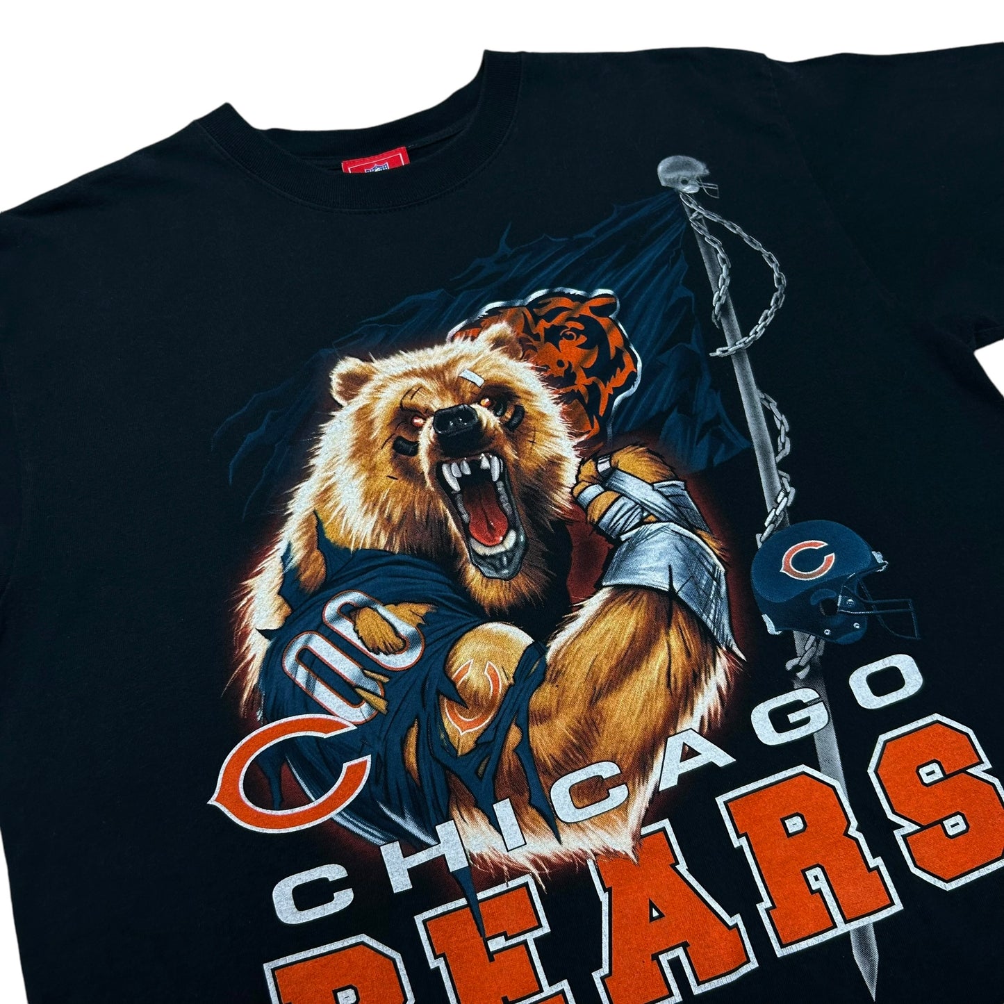 Late 2000s NFL Chicago Bears Black Graphic T-Shirt - Size Large