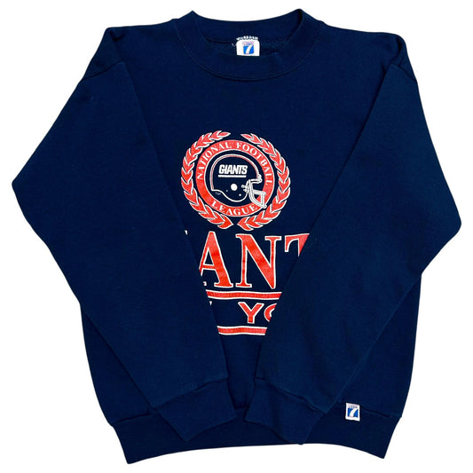 Vintage 1990s Logo 7 New York Giants Crest Logo Navy Blue Crewneck Sweatshirt - Size Medium