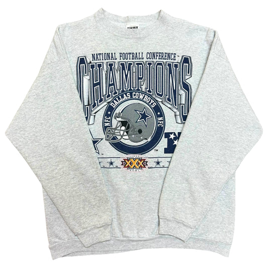 Vintage 1990s Dallas Cowboys 1997 NFC Champions Heather Grey Crewneck Sweatshirt - Size XL