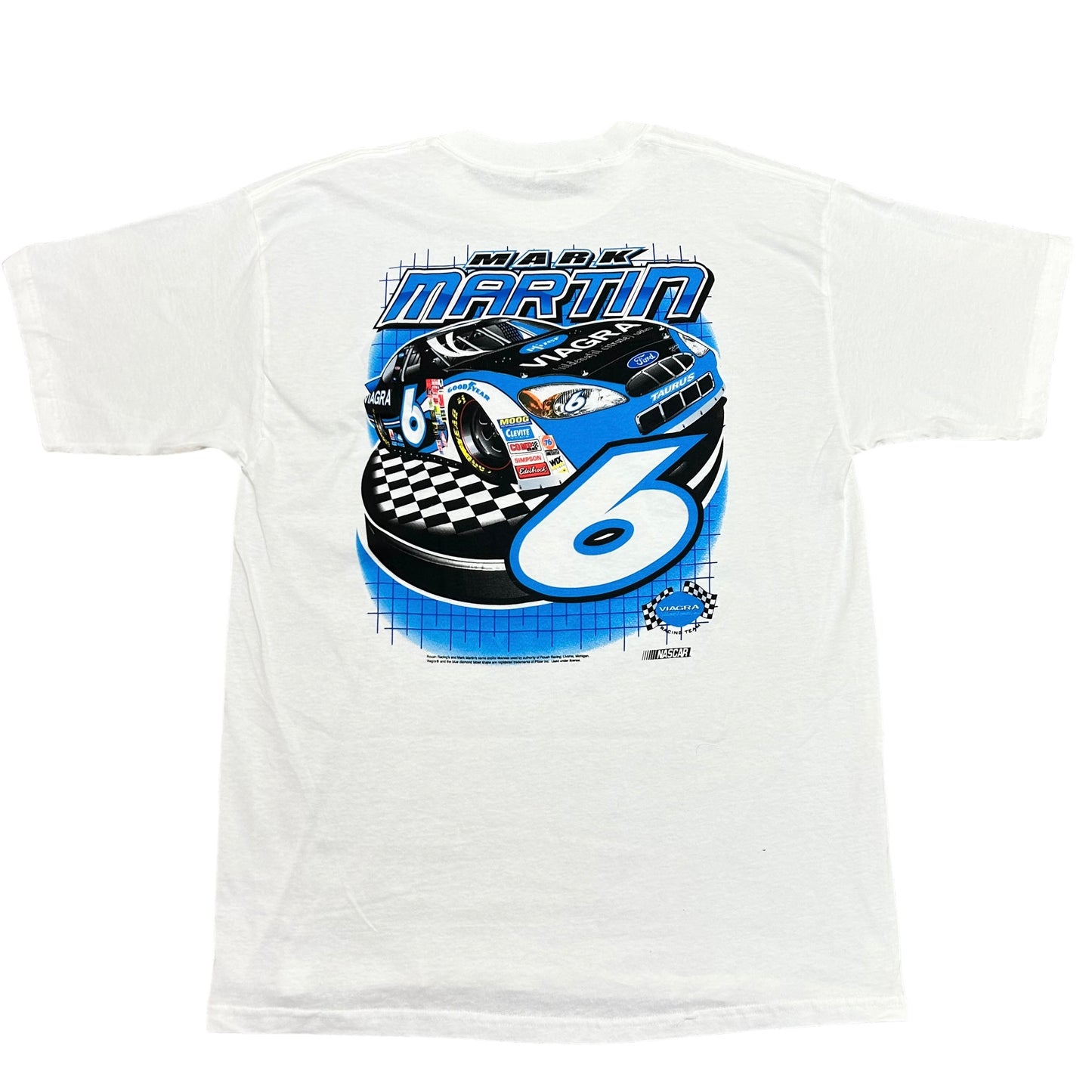 NWOT Vintage Y2K Mark Martin NASCAR Racing White Graphic T-Shirt - Size XL