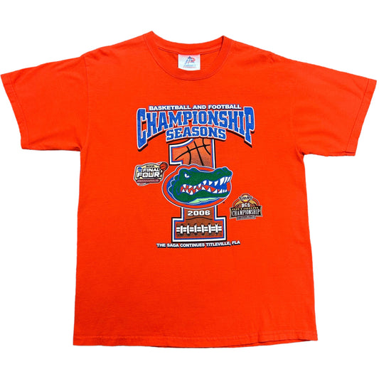 2006 Florida Gators Football & Basketball Championship Seasons Orange Graphic T-Shirt - Size Large