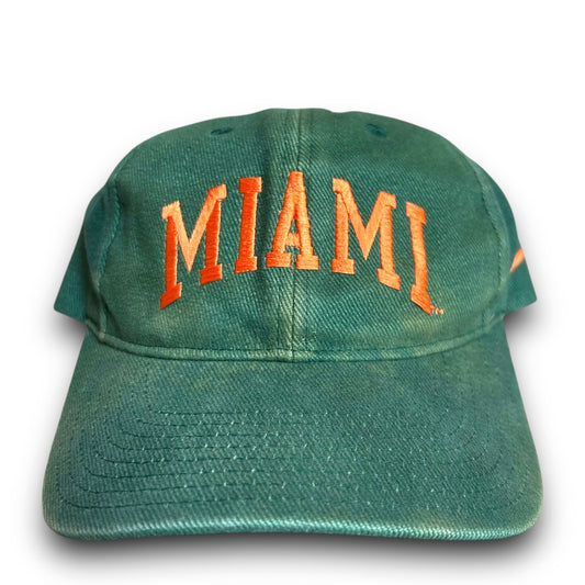 Vintage 1990s Nike Team Sports Miami Hurricanes Green Snapback Hat -One Size