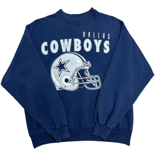 Vintage 1990s Dallas Cowboys Navy Blue Crewneck Sweatshirt - Size XL (Boxy Fit)