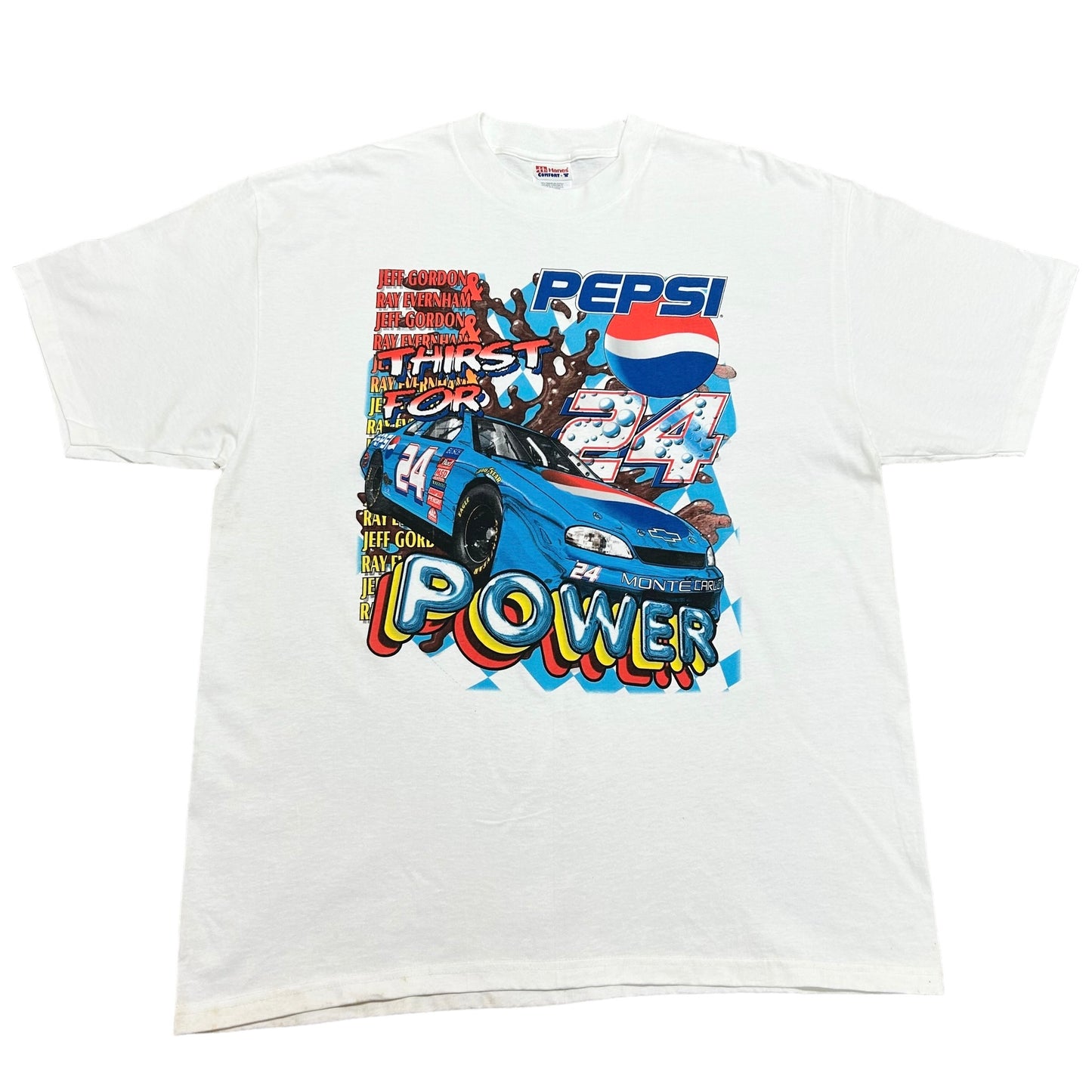 Vintage 1990s Jeff Gordon x Pepsi “Thirst For Power” White NASCAR Racing Graphic T-Shirt - Size XL