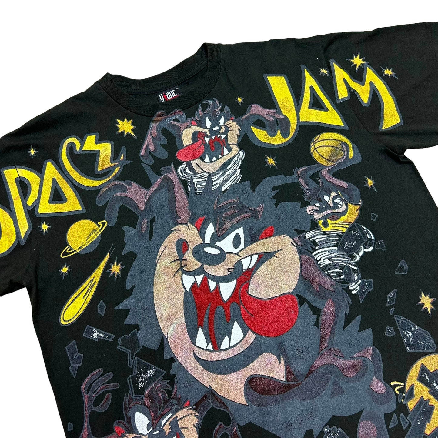 Modern Bootleg Space Jam Black All Over Print Graphic T-Shirt - Size XL