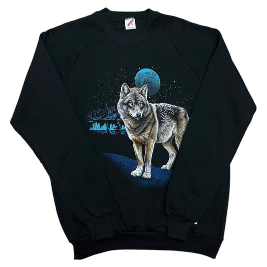 NWT Vintage 1990s LSJ Sportswear Black Wolf Nature Crewneck Sweatshirt - Size XL