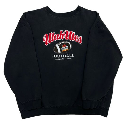 Y2K Utah Utes Football 2005 Fiesta Bowl Black Crewneck Sweatshirt - Size Large